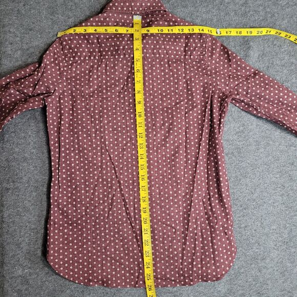 Tradlands Womens XS Classic Brown White Retro Polka Dot Preppy Top Button Shirt - Picture 6 of 9